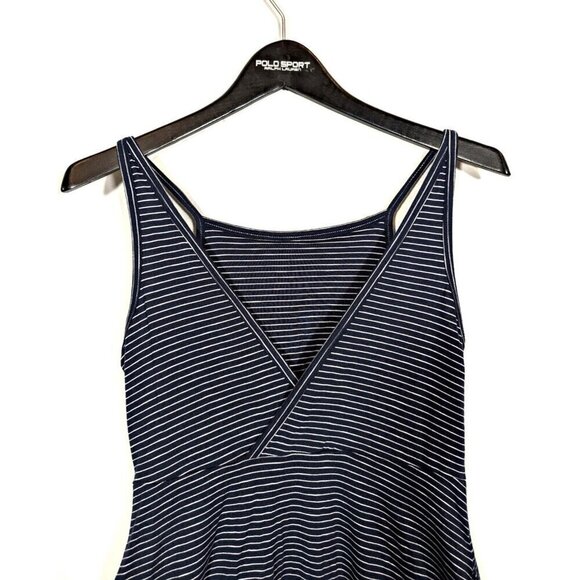 Toad & Co Nautical Blue Striped Sleeveless Dress Size S Athletic Tennis Pockets - Picture 3 of 8